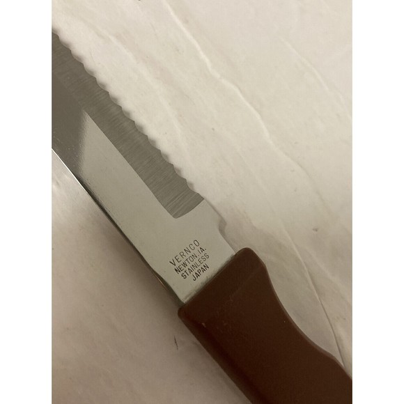 Vtg Vernco Advertising Knife Stainless Serrated 7” Blade Forked Tip Japan - Picture 4 of 5